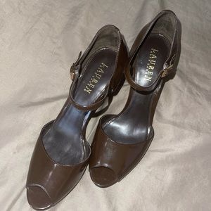 Ralph Lauren Peek-a-Boo Strappy Wedge Heels